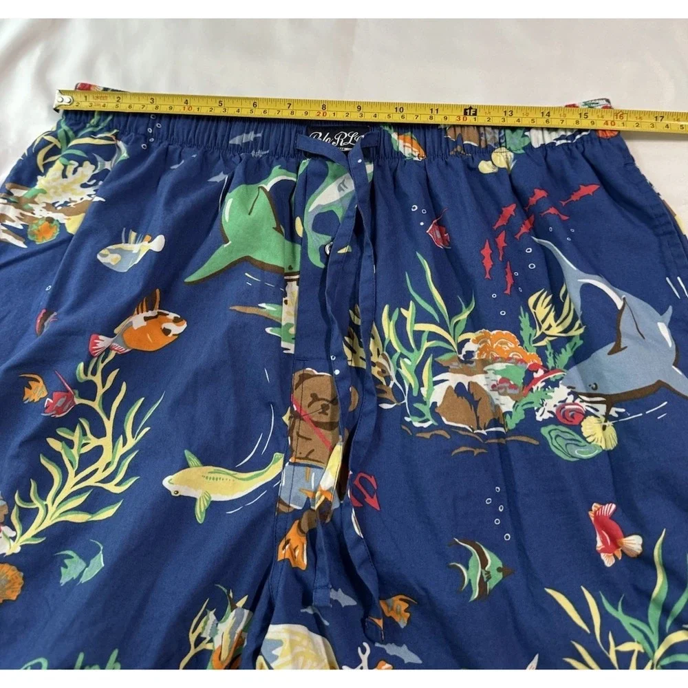 Polo Ralph Lauren Men's Shorts Large Nautical Polo Bear Sharks Fish Graphic